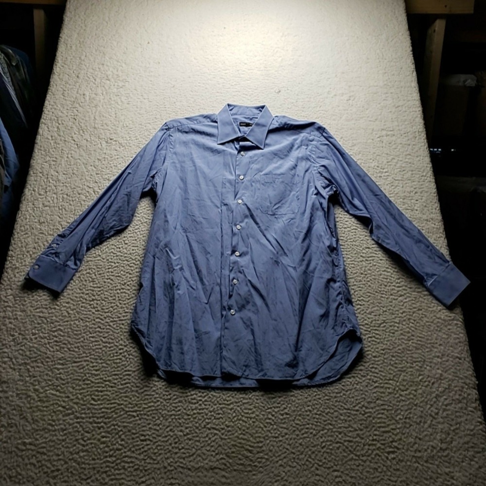 Robert Talbott Dress Shirt Mens 16.5 34/35 Blue Gingham Classic Fit LS Woven